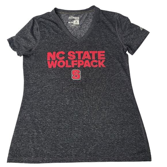Adidas Ultimate Tee Womens SZ M North Carolina State Wolfpack Gray Top V-Neck - Picture 1 of 8